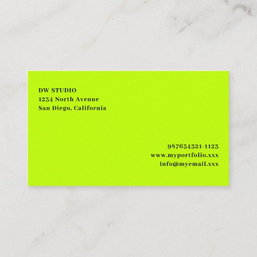 ライムグリーン美容師の名刺 名刺 (裏面)
