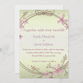 ライムグリーン自然結婚式招待状 セーブザデート (正面/裏面)