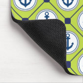 ライムグリーン航海のいかりパターン マウスパッド (コーナー)