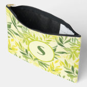 ライムグリーン葉プリントカットソーバッグ アクセサリーポーチ (見開き)