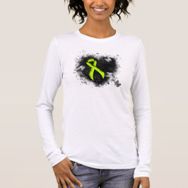 ライムグリーン認識度リボングランジハート Tシャツ