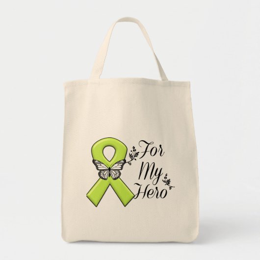 ライムグリーン認識度リボン トートバッグ (正面)