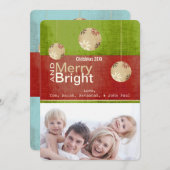ライムグリーン赤メリーと明るいファミリーフォトカード シーズンカード (正面/裏面)