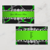 ライムグリーン野生動物黒い宝石ルックイメージ 名刺 (正面/裏面)