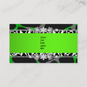 ライムグリーン野生動物黒い宝石ルックイメージ 名刺 (裏面)