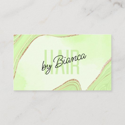 ライムグリーン金ゴールドグリッターアゲート美容師サロン 名刺 (裏面)