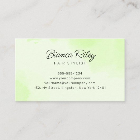 ライムグリーン金ゴールドグリッターアゲート美容師サロン 名刺 (正面)