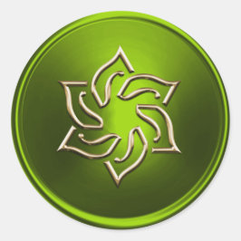 ライムグリーン金ゴールドスターオブデイビッド封筒用シール ラウンドシール