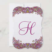 ライムグリーン金ゴールドダマスウェディング招待状 招待状 (裏面)