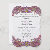 ライムグリーン金ゴールドダマスウェディング招待状 招待状 (正面)