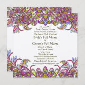 ライムグリーン金ゴールドダマスウェディング招待状 招待状 (正面/裏面)