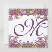 ライムグリーン金ゴールドダマスウェディング招待状 招待状 (裏面)