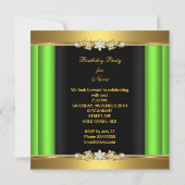 ライムグリーン金ゴールドブラックエレガントバースデーパーティー 招待状 (裏面)