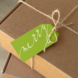 ライムグリーン非常メリーにカスタム写真クリスマス ギフトタグ