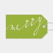 ライムグリーン非常メリーにカスタム写真クリスマス ギフトタグ (正面(横))
