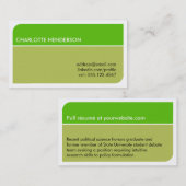 ライムグリーン頭が切れるな学生の雇用の概要カード コーリングカード (正面/裏面)