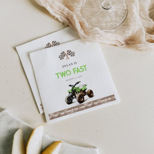 ライムグリーン4ホイーラーバイク誕生日 スタンダードカクテルナプキン