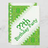 ライムグリーン60のレトロフラクタルアート誕生日 招待状 (正面/裏面)