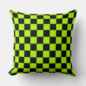 ライムグリーン80s黒市松模様に クッション (正面)