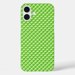 ライムグリーン、エナメルルック、スタッズグリッド iPhone 16 PLUSケース