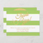 ライムグリーン、グリッターとストライプサンキューカード ポストカード (正面/裏面)