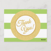 ライムグリーン、グリッターとストライプサンキューカード ポストカード (裏面)