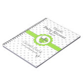 ライムグリーン&グレー水玉模様ベビーシャワーゲストブック ノートブック (左側)