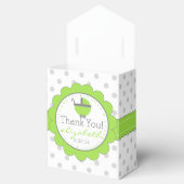 ライムグリーン&グレー水玉模様 – ベビーシャワー フェイバーボックス (オープン)