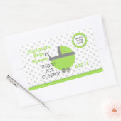 ライムグリーン&グレー水玉模様 – ベビーシャワー 長方形シール (封筒)