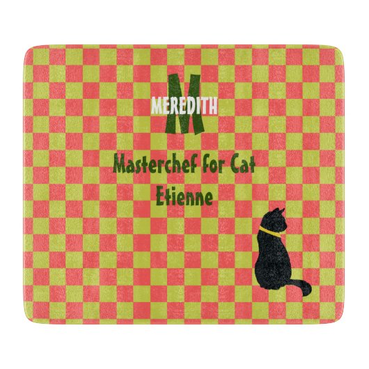 ライムグリーン&コーラルピンク二色チェック カッティングボード (正面)