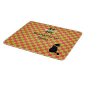 ライムグリーン&コーラルピンク二色チェック カッティングボード (角)