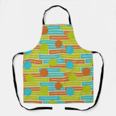 ライムグリーン、シナモンブラウン、ターコイズ長方形 エプロン (正面)