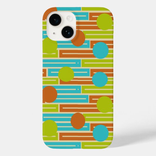 ライムグリーン、シナモンブラウン、ターコイズ長方形 Case-Mate iPhoneケース (裏面)