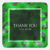 ライムグリーン&シルバーレオパード印刷パーティーの好意 スクエアシール (正面)