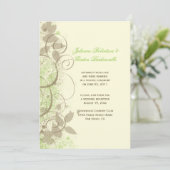 ライムグリーン タン アイボリー スワール 葉 結婚式後 招待状 (スタンド正面)