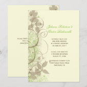 ライムグリーン タン アイボリー スワール 葉 結婚式後 招待状 (正面/裏面)