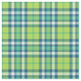 ライムグリーン、ターコイズとブルーファッションプレイド ファブリック