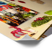 ライムグリーン&ピンクジンルボウルスクリスマスツリー ポスター (角)