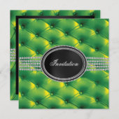 ライムグリーン ブラックダイヤモンド ブラックタイ パーティー 招待状 (正面/裏面)