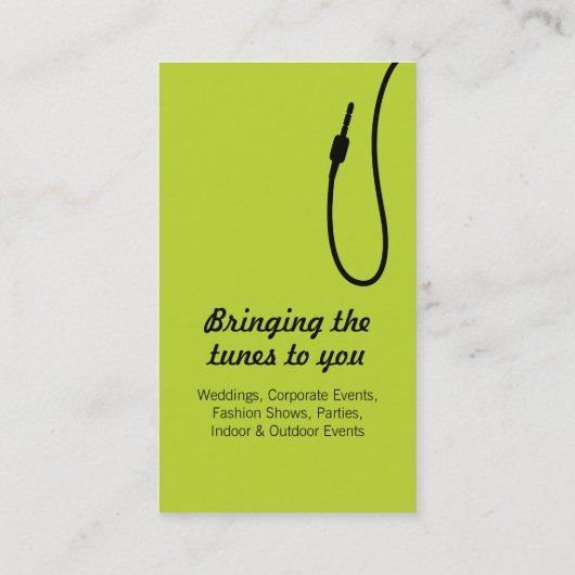ライムグリーン&ブラックDJプロモーターの名刺 名刺 (裏面)