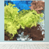 ライムグリーン、ブルー、ブラウン油 キャンバスプリント (インサイチュ (ウッドフロア))