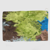 ライムグリーン、ブルー、ブラウン油 ゴルフタオル (横)