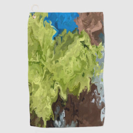 ライムグリーン、ブルー、ブラウン油 ゴルフタオル