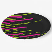 ライムグリーン、ホットピンク、および黒の対角線 ペーパープレート (アングル)