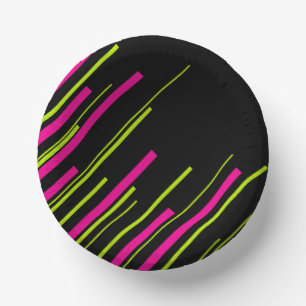 ライムグリーン、ホットピンク、および黒の対角線 ペーパーボウル