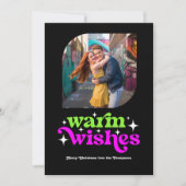 ライムグリーン & マゼンタ モダン レトロ クリスマス フォト (正面)