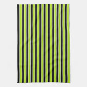ライムグリーン、白黒ストライプ キッチンタオル (縦)