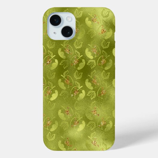 ライムグリーン&金ゴールド秋秋りんご Case-Mate iPhoneケース (裏面)