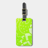 ライムグリーンgeomentricドットストライプグラフィックパターン ラゲッジタグ (正面縦)