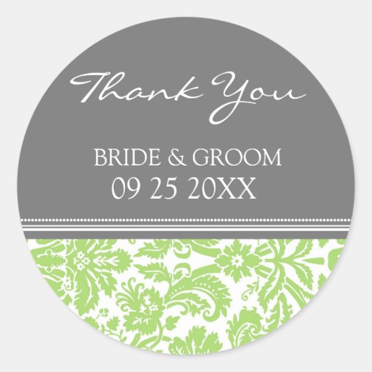 ライムグレーダマスクサンキューユユー結婚式の引き出物ラベル ラウンドシール (正面)